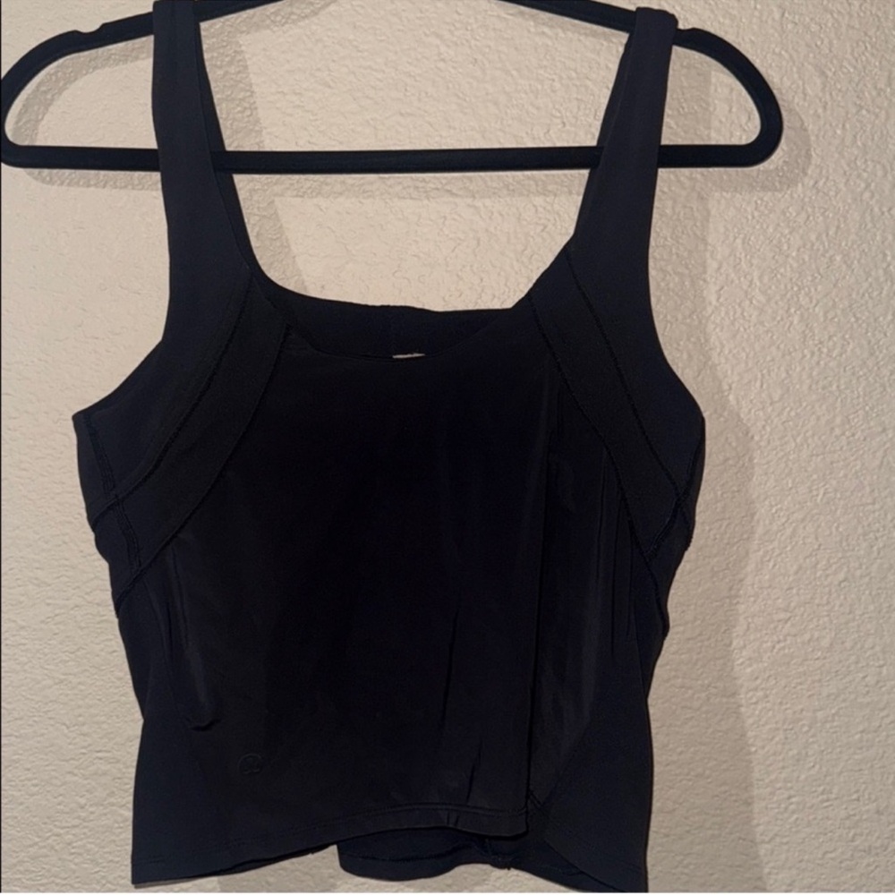 Lululemon Nulu and Mesh-Back Shelf-Bra Yoga Tank Top Black size 8 Like New - Picture 9 of 11